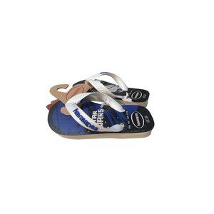 Havaianas Star Wars Kids Flip-Flops Size 10C White & Blue Rubber